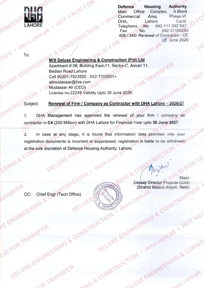 DHA Lahore — Enlistment